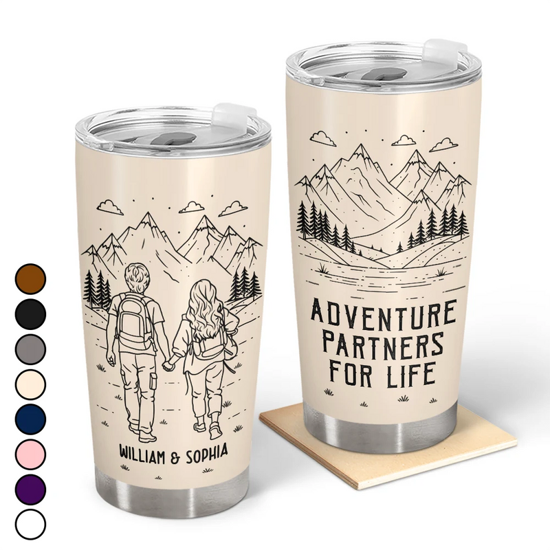 Gift For Couples,Gift For Husband,Old Couples,Gift For Wife,Gift For Boyfriend,Gift For Girlfriend,LGBT,Love - Adventure Partners For Life Couple Line Art - Personalized Tumbler