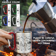 Happy,Camping,Campsite,Gift For Yourself,Gift For Women,Gift For Men - Adventure Partners For Life SKetch - Personalized Carabiner Mug