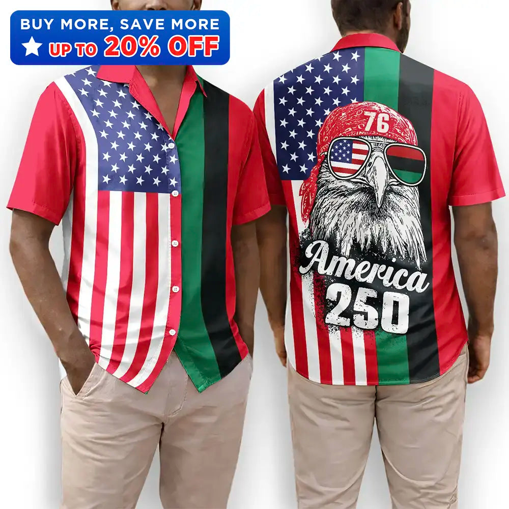 Afro American Flag 1776 Eagle America 250th - Hawaiian Shirt