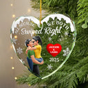 Gift For Couples,Gift For Husband,Gift For Wife,Gift For Boyfriend,Gift For Girlfriend,Christmas,Funny - All Because We Both Swiped Right 3D Kissing Couple - Personalized Glass Ornament