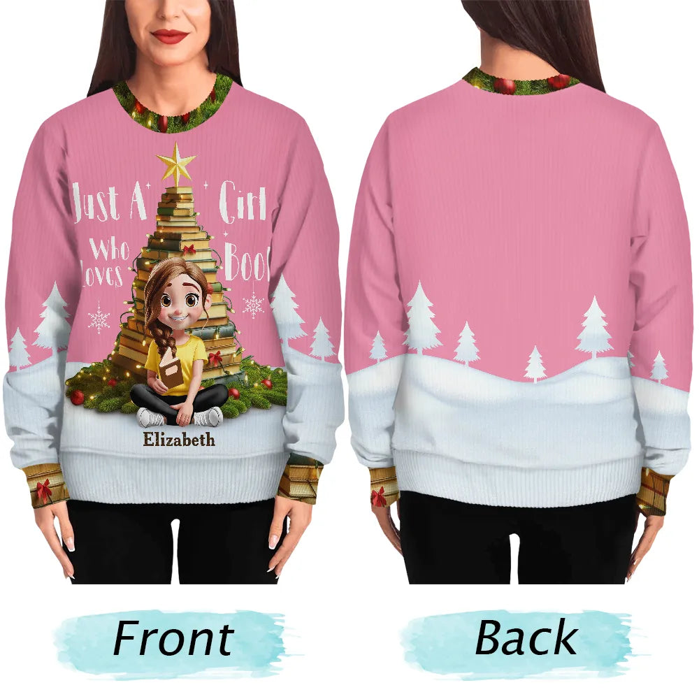 Gift For Yourself,Gift For Women,Gift For Men,Reading,Funny,Christmas - All Booked For Christmas - Personalized Unisex Ugly Sweater