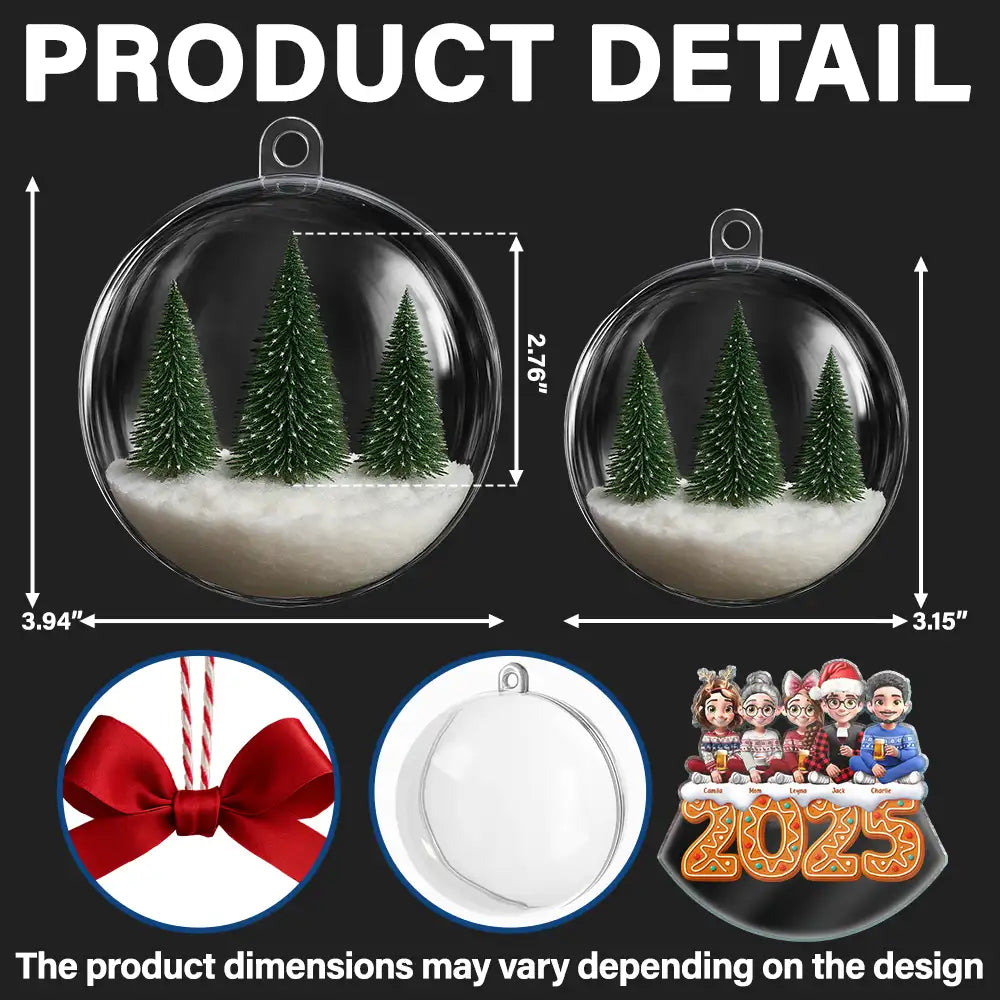 Christmas, Family, Love - All Family 3D Effect - Personalized 3D Acrylic Ball Ornament