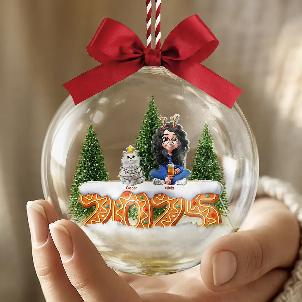 Christmas, Family, Love - All Family 3D Effect - Personalized 3D Acrylic Ball Ornament