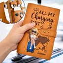 Gift For Yourself, Gift For Women, Gift For Men, Travel, Happy - All My Charging Stuff - Personalized Leather Cable Bag