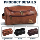 Gift For Men,Travel,Cruising,Happy,Icon - All My Cruise Crap Monogram - Personalized Leather Toiletry Bag