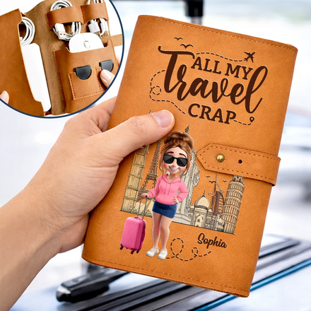 All My Travel Crap - Personalized Leather Cable Bag