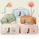 Travel,Gift For Yourself,Gift For Women,Happy - All My Travel Crap - Personalized Leather Makeup Bag