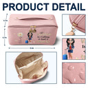 Travel,Gift For Yourself,Gift For Women,Happy - All My Travel Crap - Personalized Leather Makeup Bag