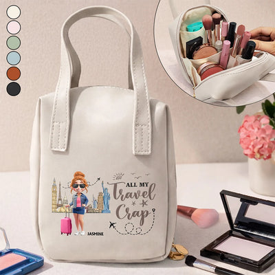 Leather Makeup Bag With Handle