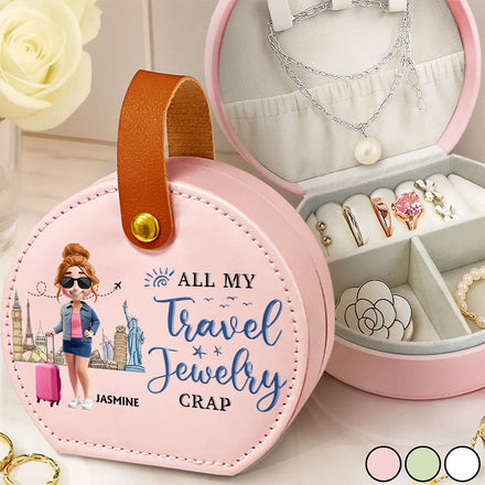 All My Travel Jewelry Stuff - Personalized Jewelry Box With Handle