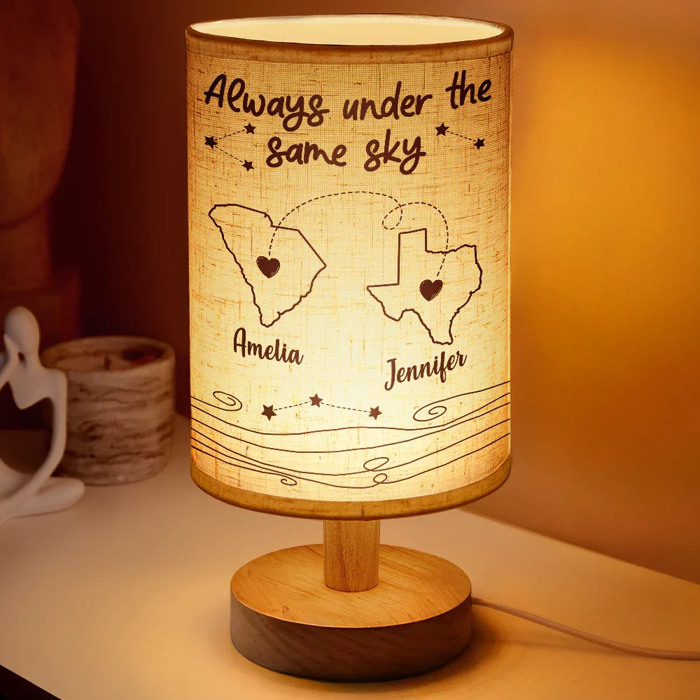 Always Under The Same Sky Long Distance Relationship - Personalized Fabric Lamp