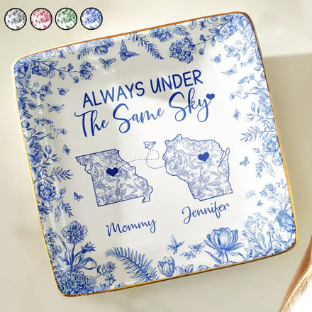 Always Under The Same Sky Toile Pattern - Personalized Ring Dish