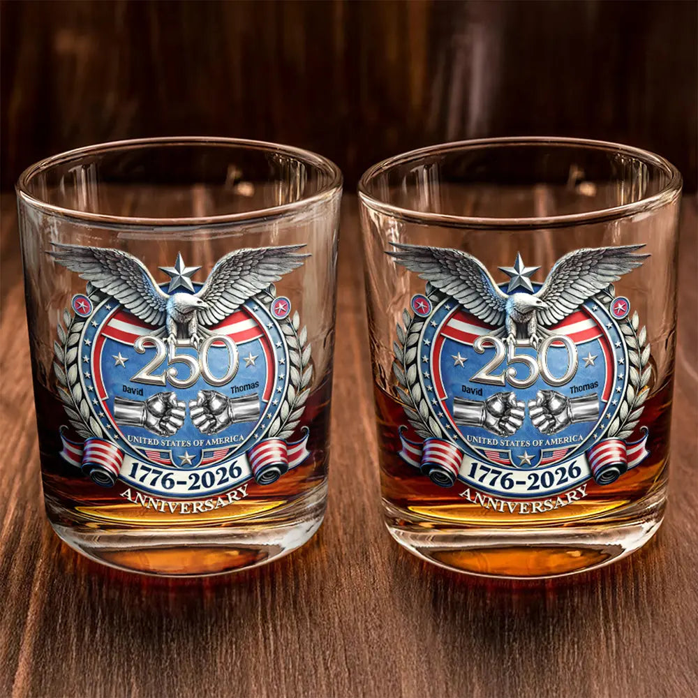 Gift For Brothers,Happy,America 250th,Independence Day - America 250 Anniversary Brother Hand Punch - Personalized Whiskey Glass