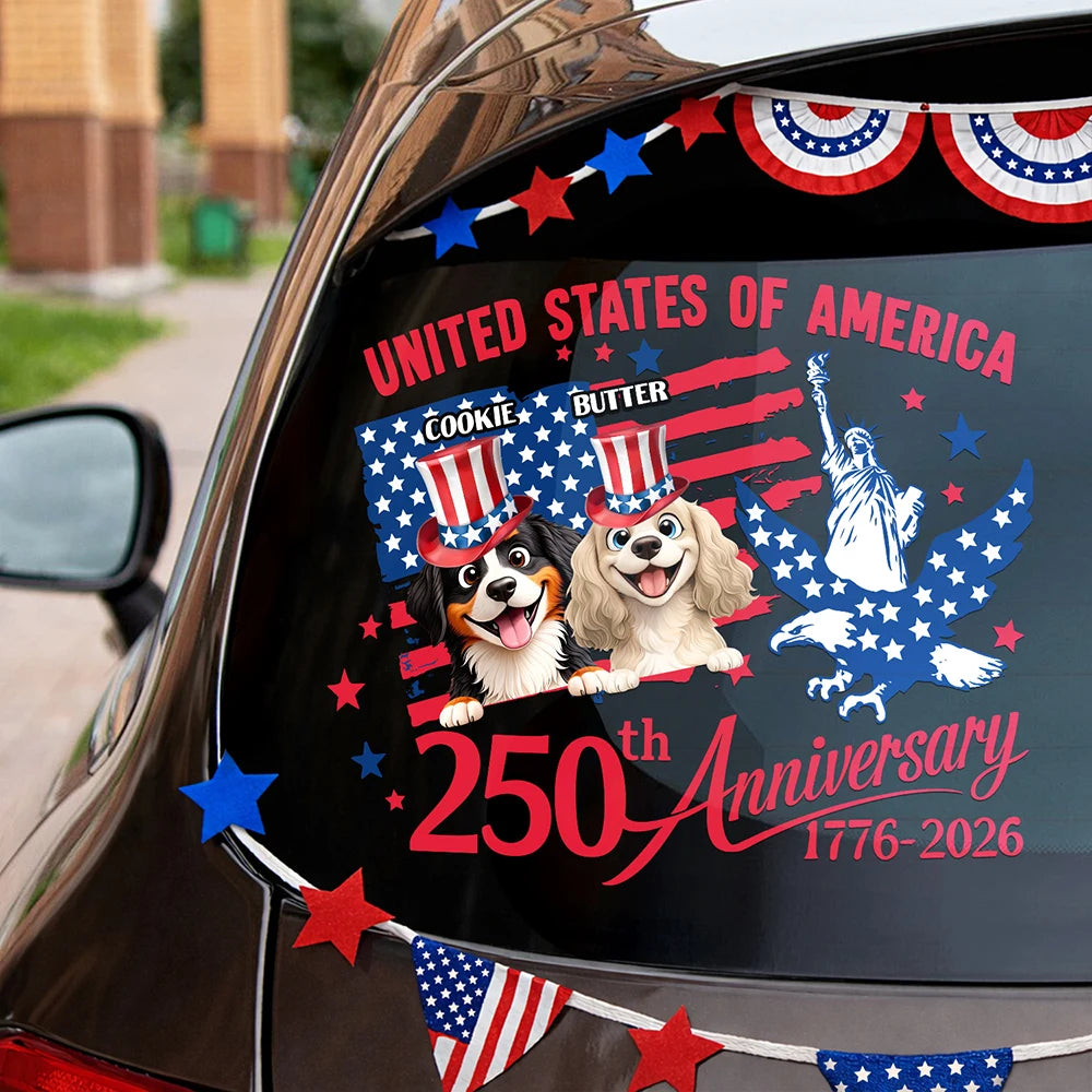 Pet Lovers,Happy,America 250th,Independence Day - America 250 Anniversary Dog Cat Lover - Personalized Decor Decal