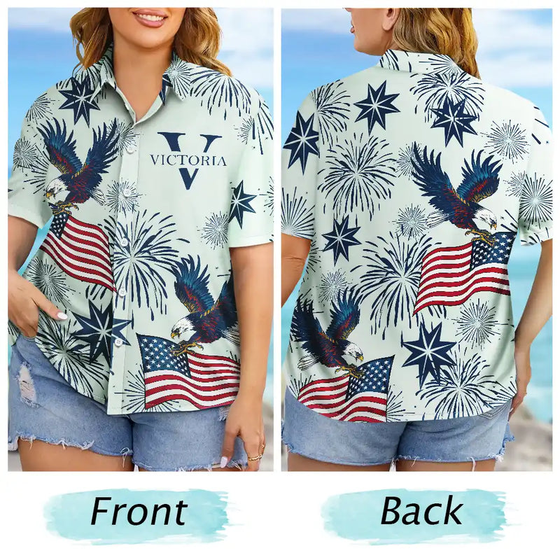 America 250th,Independence Day,Gift For Men,Happy - America 250 Anniversary Eagle USA Flag Custom Name - Personalized Hawaiian Shirt