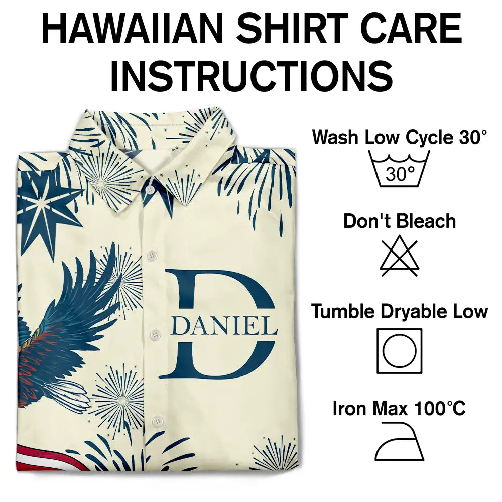 America 250th,Independence Day,Gift For Men,Happy - America 250 Anniversary Eagle USA Flag Custom Name - Personalized Hawaiian Shirt