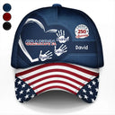 Gift For Husband,Gift For Yourself,Gift For Men,Gift For Father,Gift For Grandpa,Independence Day,Happy - America 250 Anniversary Grandpa Dad Kids Handprints - Personalized Classic Cap