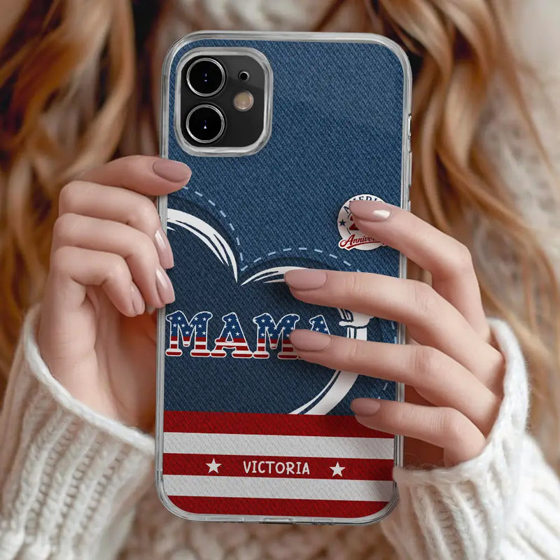Gift For Husband,Gift For Yourself,Gift For Men,Gift For Father,Gift For Grandpa,Independence Day,America 250th,Love - America 250 Anniversary Grandpa Dad Kids Handprints - Personalized Clear Phone Case