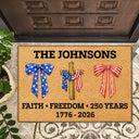 America 250th,Independence Day - America 250 Years Of Faith Freedom - Personalized Doormat