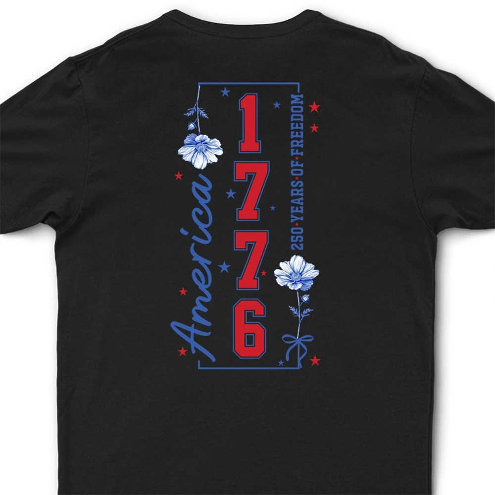 Gift For Yourself,Gift For Women,Happy,Independence Day,America 250th - America 250 Years Of Freedom Birth Flower - Personalized T Shirt