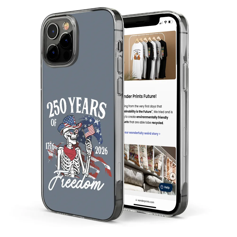 Gift For Yourself,Gift For Women,Gift For Men,Independence Day,America 250th,Happy,No Custom - America 250 Years Of Freedom Cowboy Skeleton - Clear Phone Case