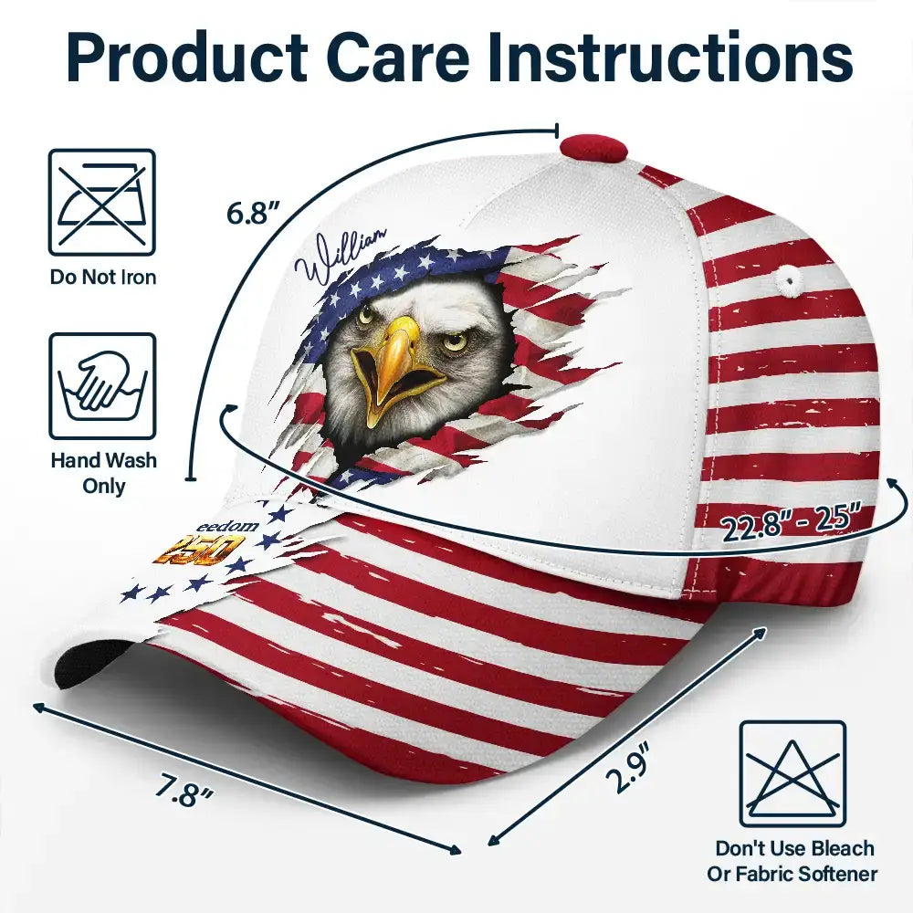 Gift For Yourself,Gift For Women,Gift For Men,Independence Day,America 250th,Happ - America 250 Years Of Freedom Eagle - Personalized Classic Cap - Personalized Classic Cap