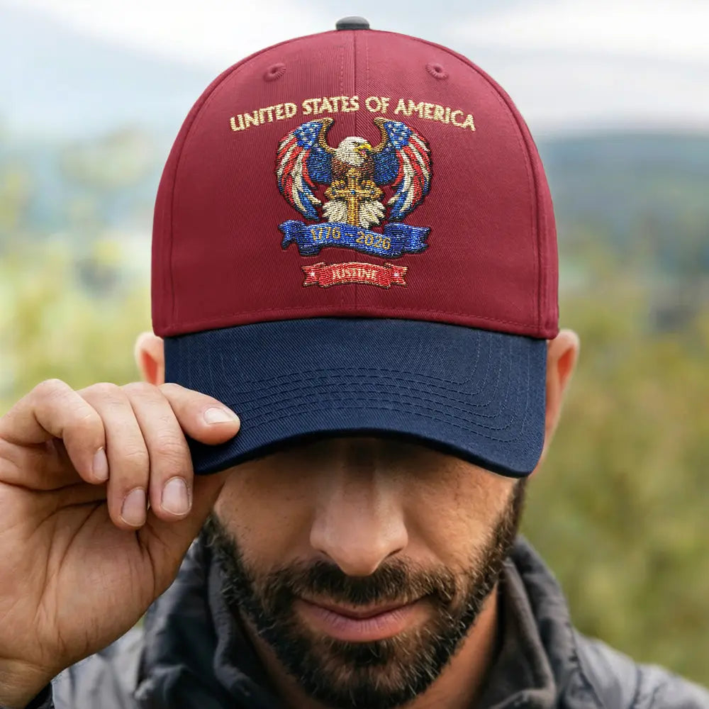 America 250th, Independence Day, Gift For Yourself, Proud, Custom Text - America 250th Anniversary - Personalized Embroidered Two Tone Cap