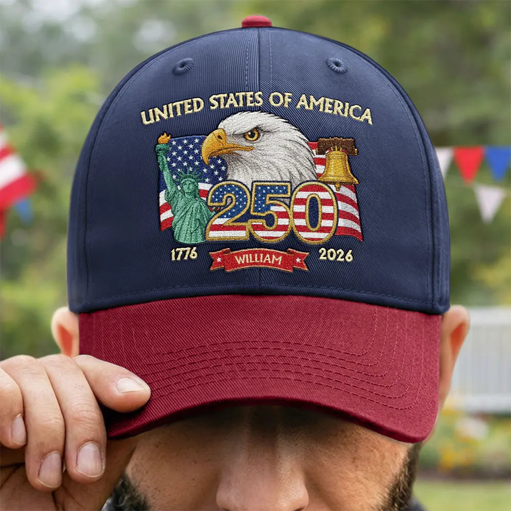 America 250th Anniversary - Personalized Embroidered Two Tone Cap