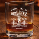 America 250th,Independence Day,Gift For Men,Gift For Yourself,Proud,Custom Text - America 250th Anniversary - Personalized Whiskey Glass