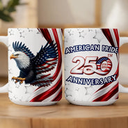 Independence Day,America 250th,Gift For Men,Icon,Proud - America 250th Anniversary US Pride Patriotic Eagle - Personalized Mug