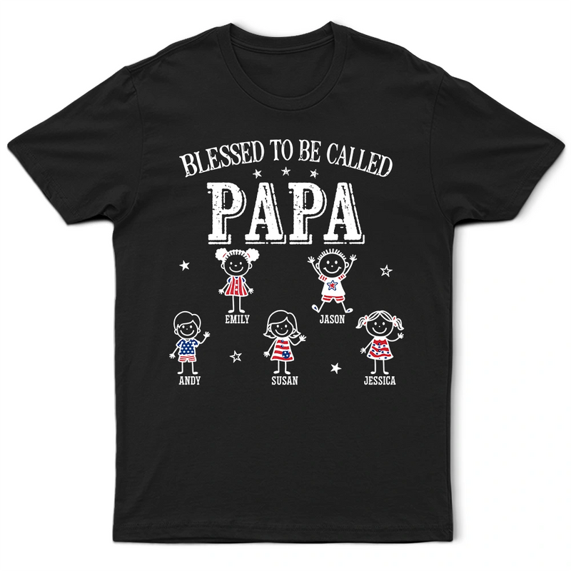 Independence Day,Gift For Grandpa,Humorous,Custom Text - America Blessed To Be Called Papa Nana - Personalized T Shirt