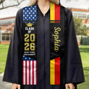 Happy,Graduation,Independence Day,America 250th,Gift For Yourself,Gift For Women,Gift For Men - Two Country Flags Graduation - Personalized Stoles