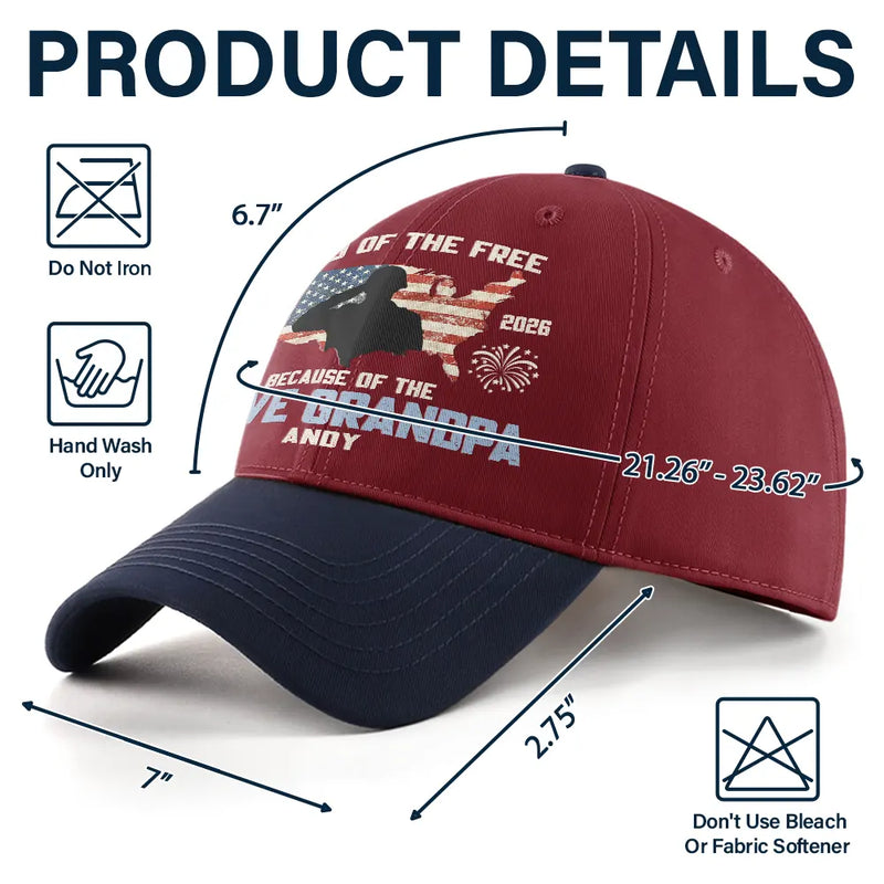 Happy,Independence Day,Gift For Men,Gift For Yourself,America 250th,Gift For Father,Gift For Grandpa,Veteran,Proud - America Land Of The Free Because Of The Brave Dad - Personalized Two Tone Cap