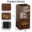 America 250th,Independence Day,Gift For Grandpa,Proud,Custom Text - America Legend Husband Dad Papa Stars And Stripes - Personalized Pen Holder With Clock