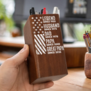 America 250th,Independence Day,Gift For Grandpa,Proud,Custom Text - America Legend Husband Dad Papa Stars And Stripes - Personalized Pen Holder With Clock
