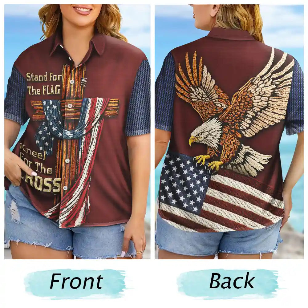 No Custom,Independence Day - America Stand For The Flag Kneel For The Cross - Hawaiian Shirt
