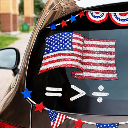 America Waving Flag Faux Glitter Equal Better Than Divide - Personalized Decor Decal