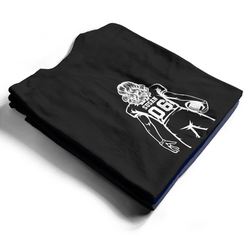 Gift For Father,Sport Dad,Happy,Vector - American Football Dad Mom Kids Backside - Personalized T Shirt