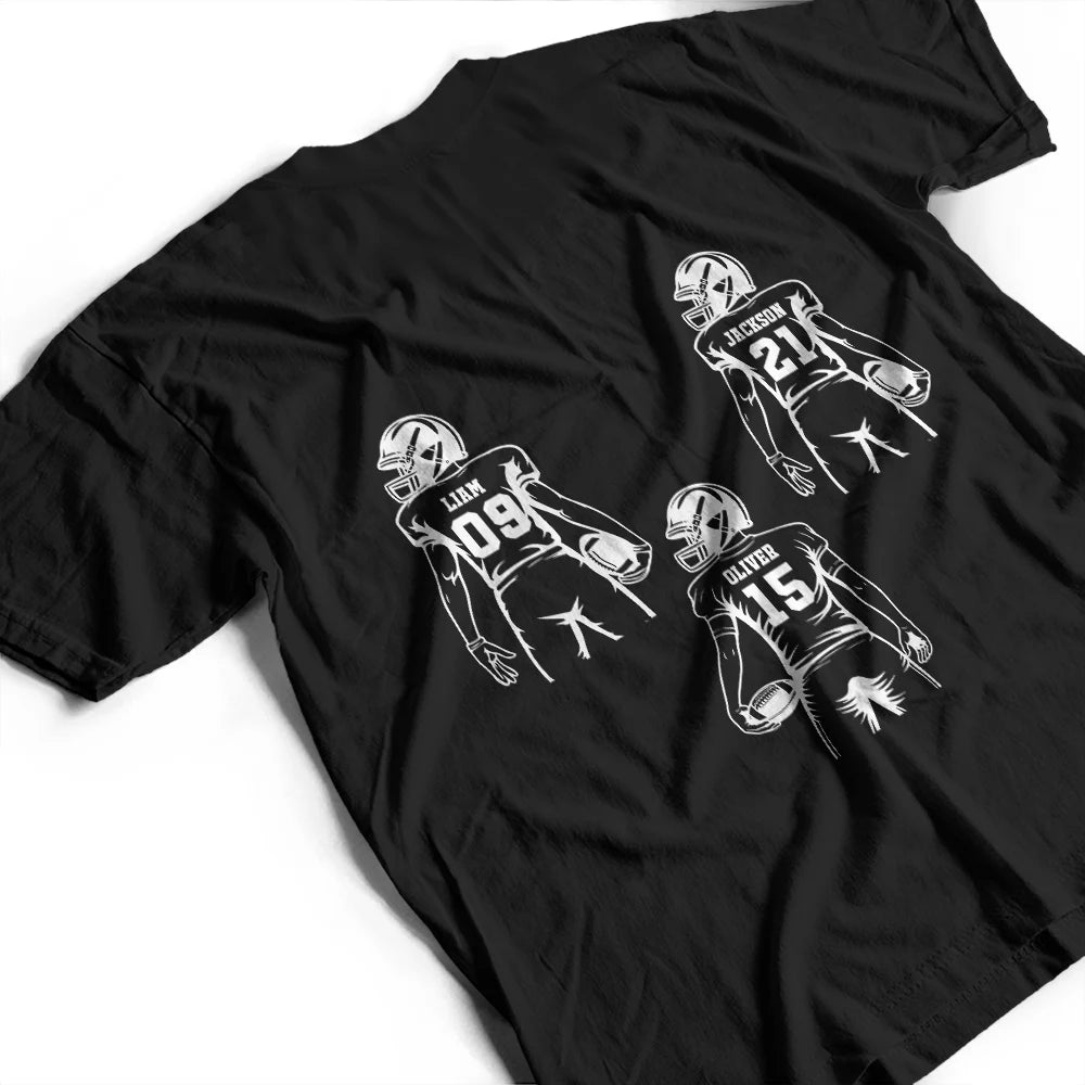 Gift For Father,Sport Dad,Happy,Vector - American Football Dad Mom Kids Backside - Personalized T Shirt