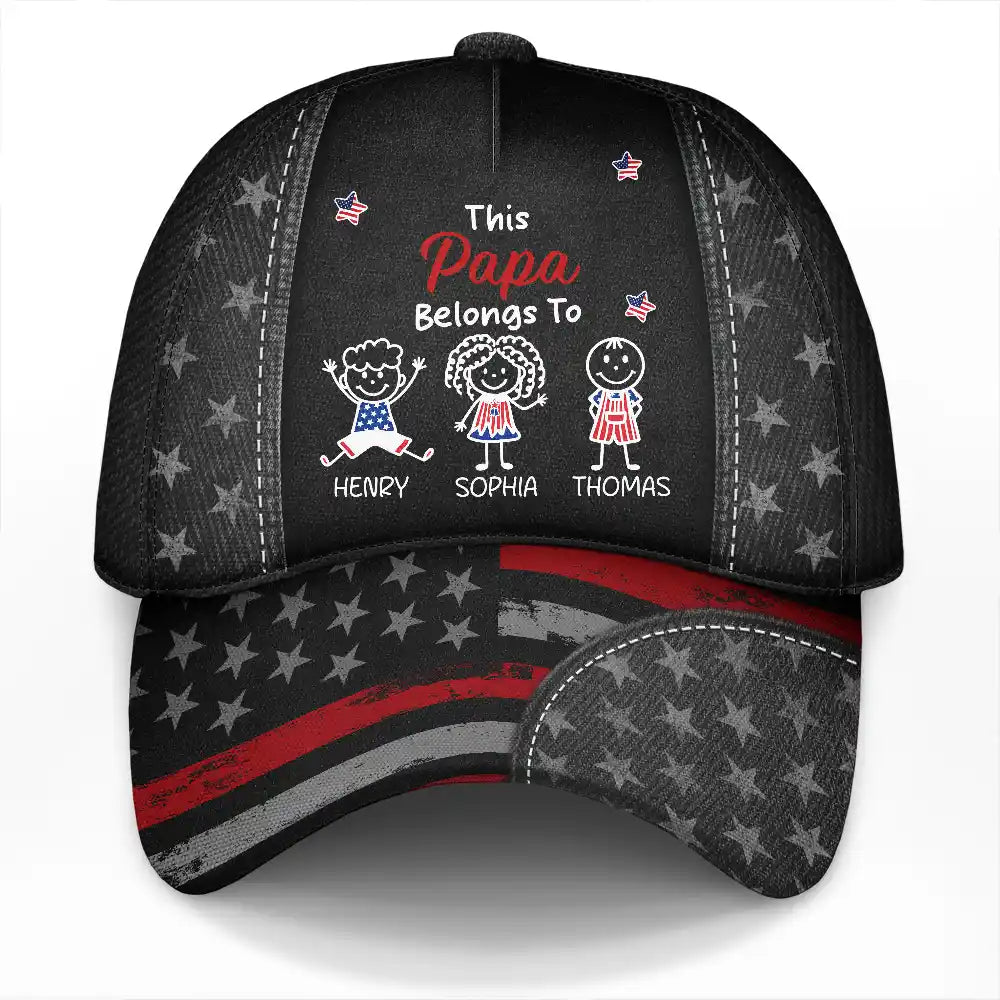 American Stars And Stripes This Papa Dad Belongs To - Personalized Classic Cap