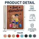 Gift For Couples,Gift For Husband,Gift For Wife,Gift For Boyfriend,Gift For Girlfriend,Funny,Travel - And So Adventure Begins Travel - Personalized Leather Journal