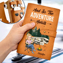 Camping, Gift For Women, Gift For Men, Happy - And So The Adventure Awaits - Personalized Leather Cable Bag