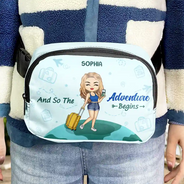 Gift For Yourself,Summer,Gift For Women,Gift For Men,Happy,Travel - And So The Adventure Begins - Personalized Crossbody Belt Bag