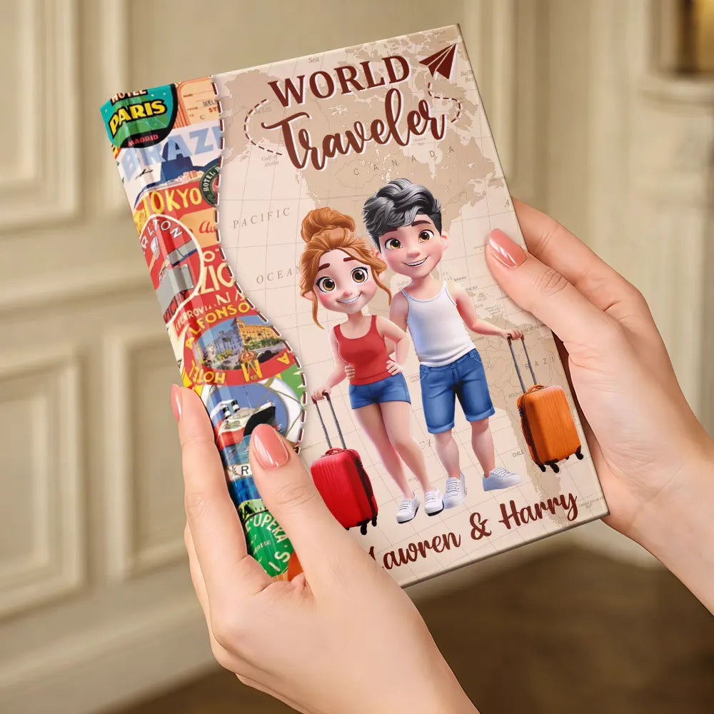 Gift For Couples,Gift For Wife,Gift For Husband,Happy,Travel - And So The Adventure Begins Traveling Couple - Personalized Hardcover Journal