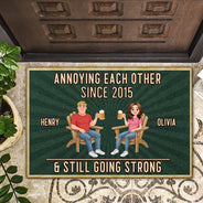 Wedding Anniversary,Humorous,Old Couples,Gift For Couples,Vector - Animate Couple Annoying Each Other - Personalized Doormat