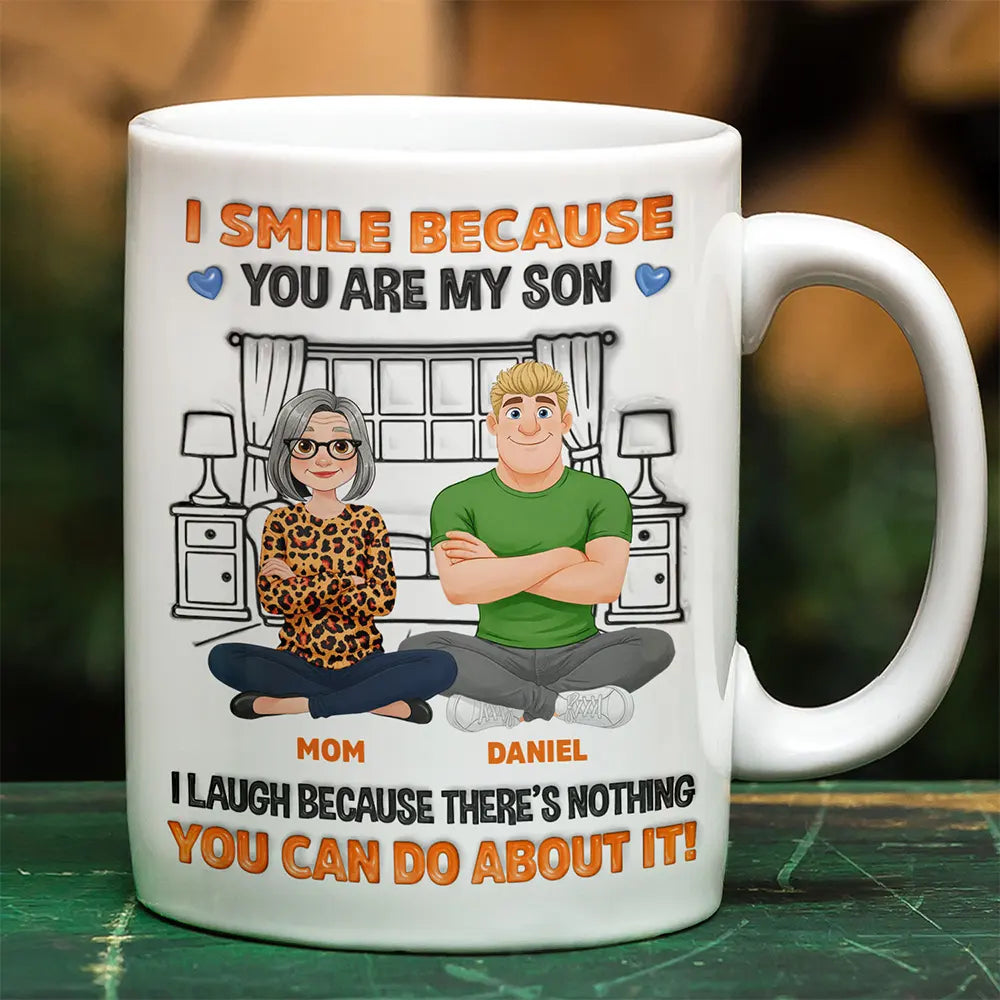 Animate Mom Son I Smile Because You're My Son - Personalized White Edge-to-Edge Mug