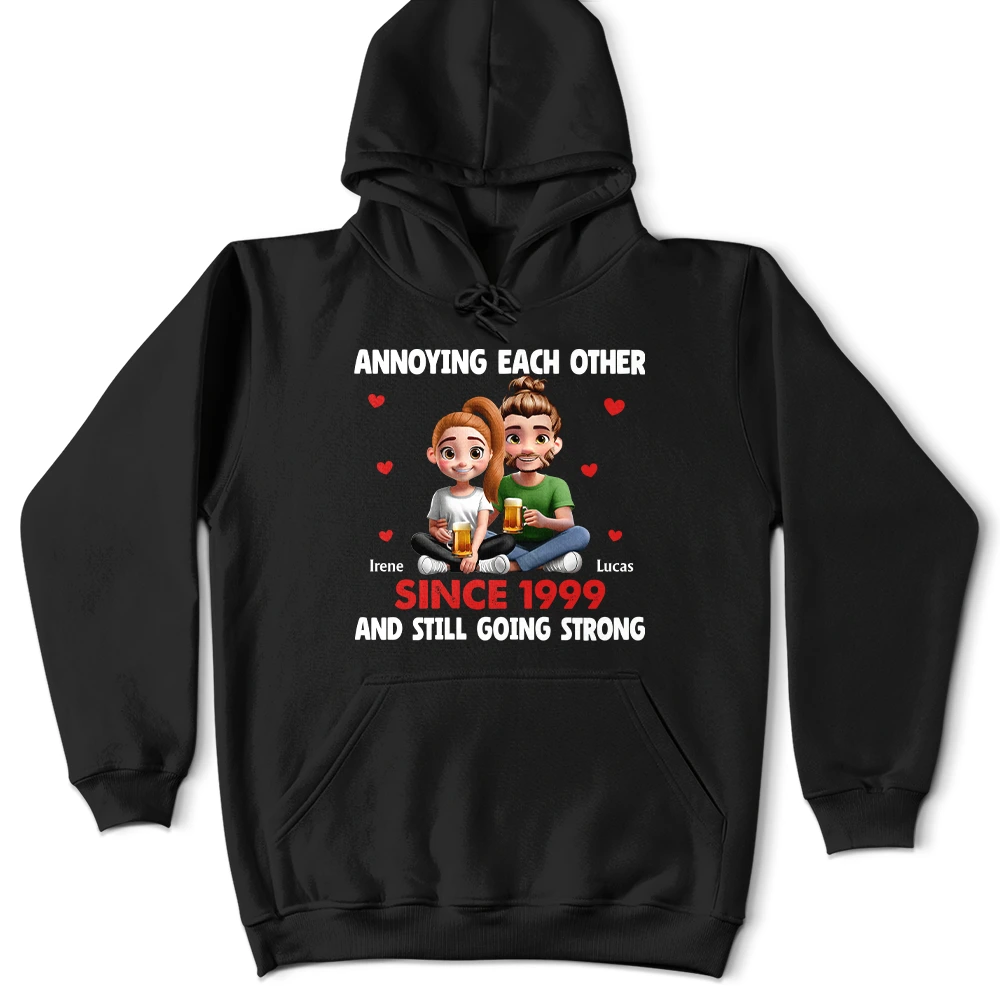 Gift For Couples,Love,Gift For Husband,Gift For Wife,Gift For Boyfriend,Gift For Girlfriend - Annoying Each Other 3D Effect Couple - Personalized T Shirt