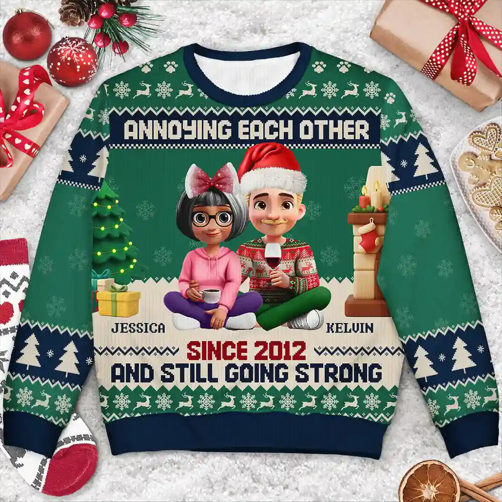 Old Couples,Gift For Husband,Gift For Wife,Christmas,Top Market,Love - Annoying Each Other 3D Effect Couple - Personalized Unisex Ugly Sweater