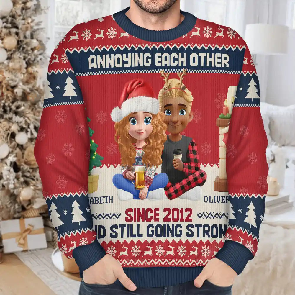 Old Couples,Gift For Husband,Gift For Wife,Christmas,Top Market,Love - Annoying Each Other 3D Effect Couple - Personalized Unisex Ugly Sweater