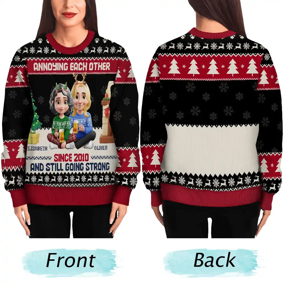 Old Couples,Gift For Husband,Gift For Wife,Christmas,Top Market,Love - Annoying Each Other 3D Effect Couple - Personalized Unisex Ugly Sweater